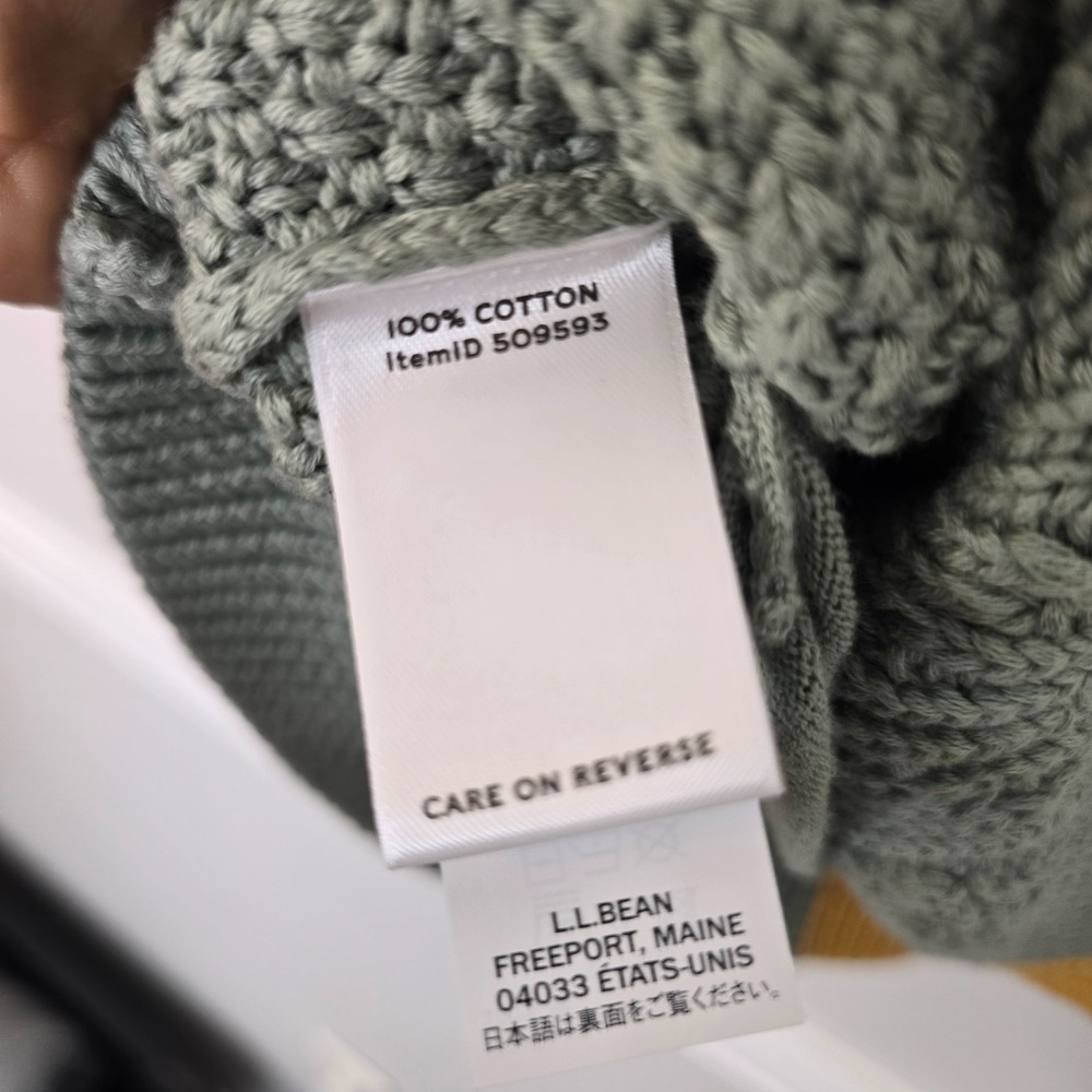NWT L.L. Bean Signature Womens Cotton Cowl Neck Sweater Size‎ L Fisherman Cozy - Picture 10 of 13